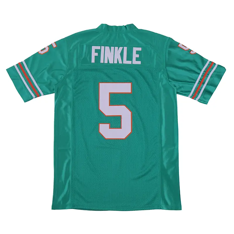 Men's 5 FINKLE Cyan Football Jersey Sewing Number Name - Image 3